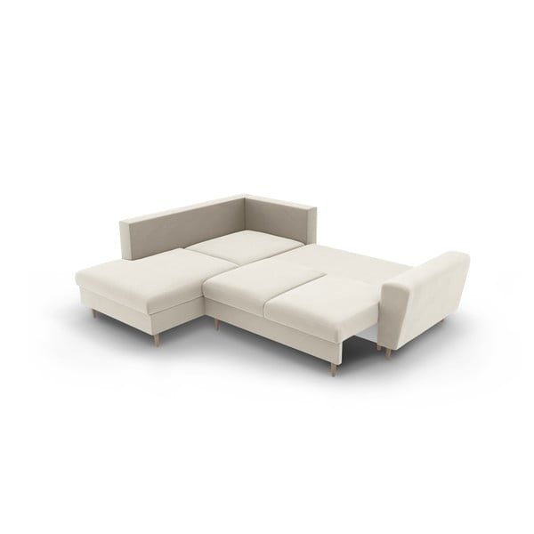 Smėlio spalvos iš velveto sulankstoma/su sandėliavimo vieta kampinė sofa (su kairiuoju kampu/„L“ formos) Kyoto – Cosmopolitan Design-image-4
