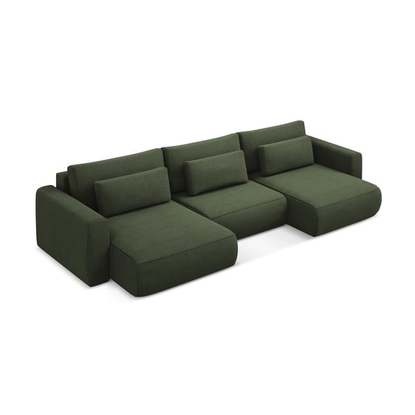 Khaki spalvos sulankstoma/su sandėliavimo vieta kampinė sofa („U“ formos) Kapua – Makamii-image-4