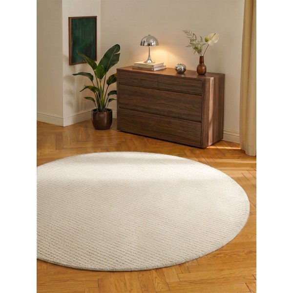 Kreminės spalvos iš vilnos apvalios formos kilimas ø 160 cm Eloise – Hanse Home-image-2