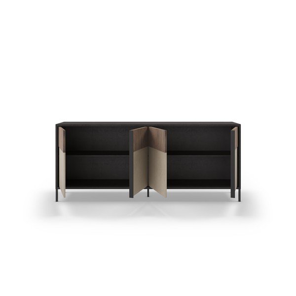 Žema šoninė spintelė antracito spalvos/šviesiai rudos spalvos 206x86 cm Amalia – Marckeric-image-3