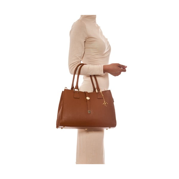 Elegantiška odinė rankinė 1078 Cognac-image-1