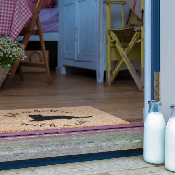Iš kokoso pluošto grindų kilimėlis 40x60 cm Life Is Better With a Cat – Artsy Doormats-image-3