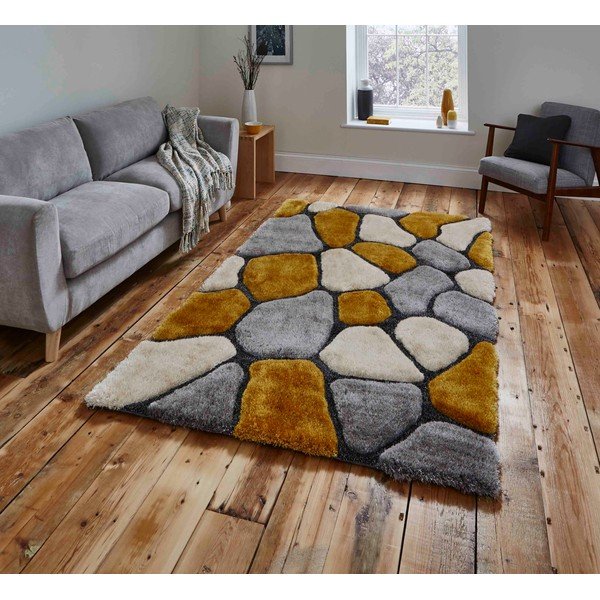 Pilkai geltonas kilimas Think Rugs Noble House Rock, 150 x 230 cm-image-1