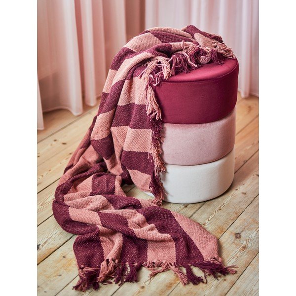 Bordo spalvos iš perdirbtos medvilnės antklodė ir pledas 130x160 cm Frello – Bloomingville-image-1