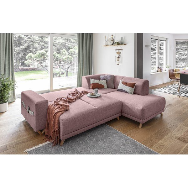 Rožinės spalvos sulankstoma/su sandėliavimo vieta kampinė sofa (su dešiniuoju kampu/„L“ formos) Classy Sophie – Miuform-image-4