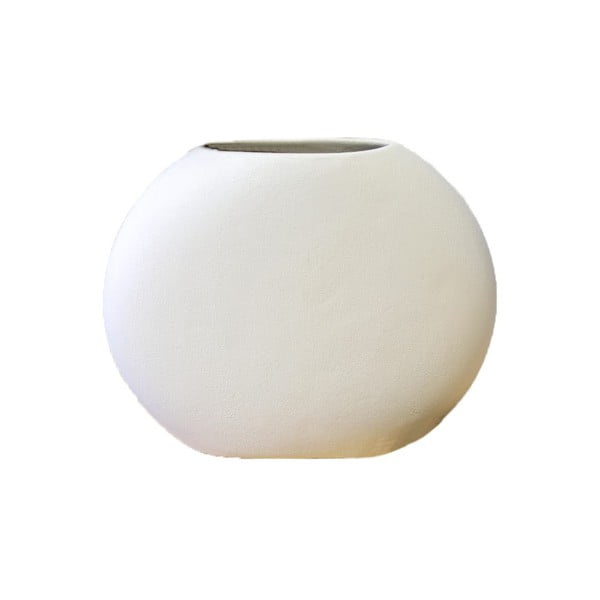 Balta plokščia ovali keramikinė vaza Rulina Flat, aukštis 17 cm