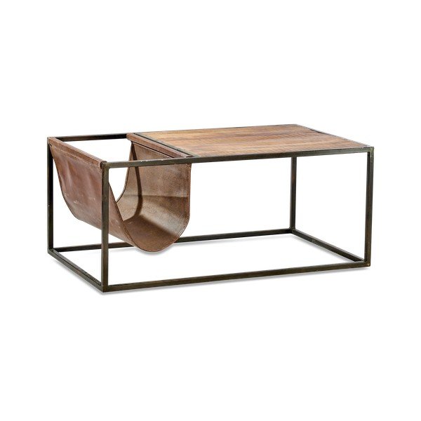 "Nkuku Alera" mango medžio ir odos kavos staliukas-image-2