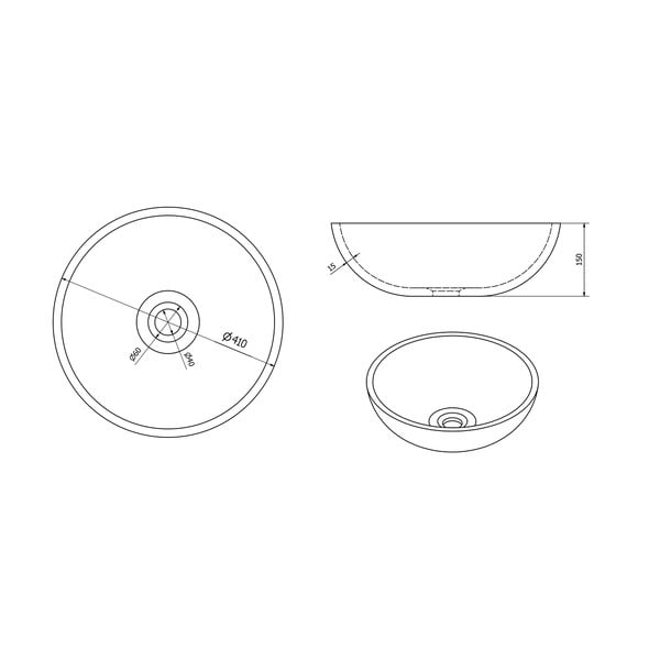 Iš keramikos apvalios formos praustuvas mėlynos spalvos/pilkos spalvos ø 41 cm Priori – Sapho-image-3
