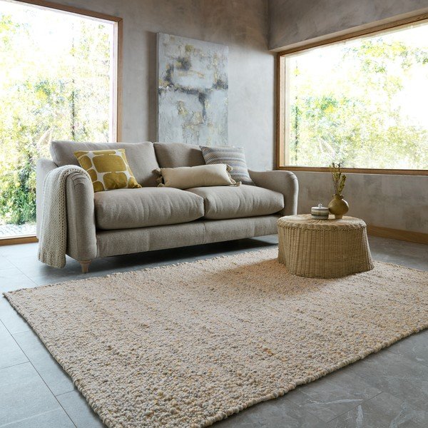 Rankų darbo geltonos spalvos/šviesiai pilkos spalvos kilimas 120x170 cm Finley – Flair Rugs-image-1