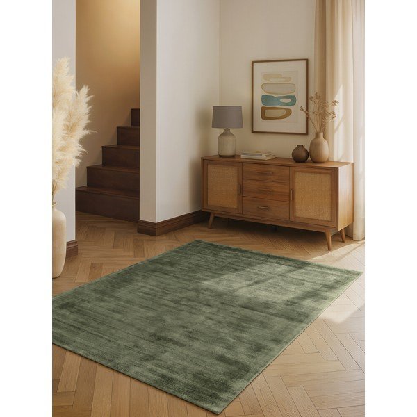Rankų darbo žalios spalvos iš viskozės kilimas 80x150 cm Noemi – Vikosa-image-1