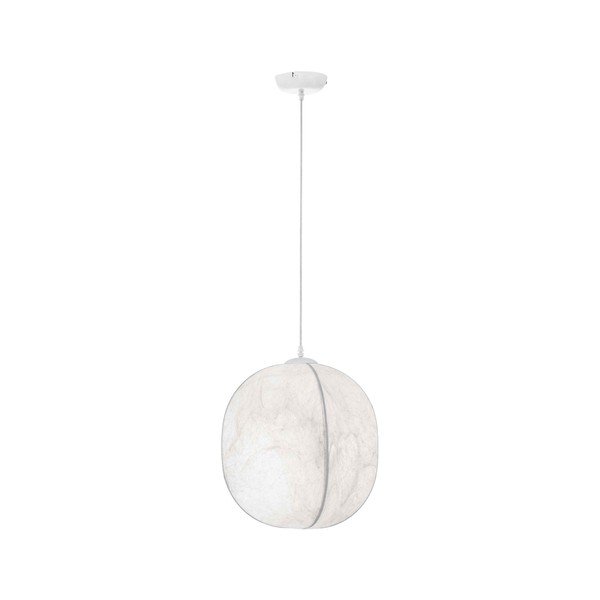 Baltos spalvos iš metalo kabantis šviestuvas ø 42 cm su tekstiliniu gaubtu Pierida – Nova Luce