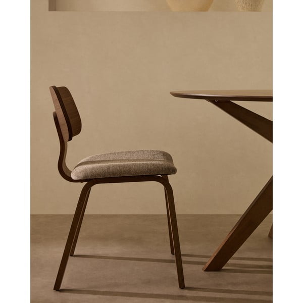 Smėlio spalvos/tamsiai rudos spalvos valgomojo kėdė iš riešutmedžio Gena – Kave Home-image-2