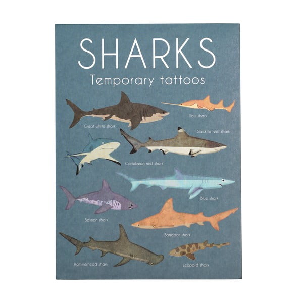 Laikina tatuiruotė 2 vnt. Sharks - Rex London-image-2