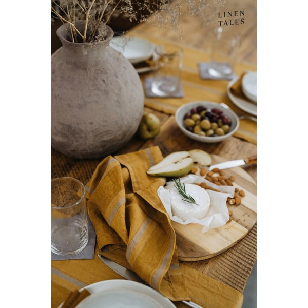 Iš lino servetėlės 2 vnt. Amber Bronze Stripes – Linen Tales-image-2
