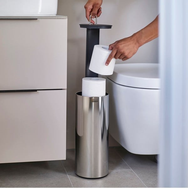 Iš metalo tualetinio popieriaus laikiklis sidabrinės spalvos Luxe – Joseph Joseph-image-1
