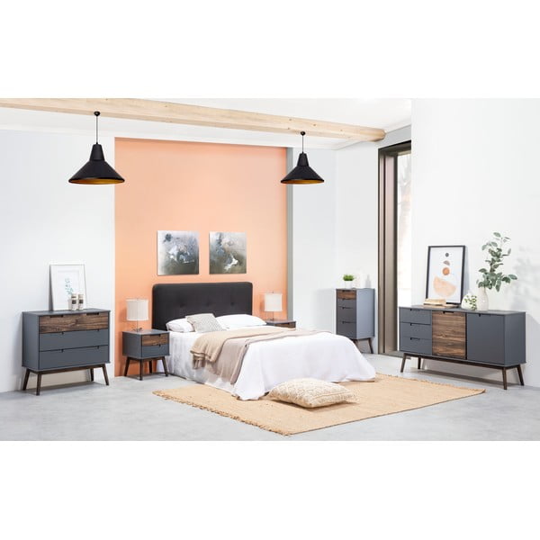 Pilkas pušies medienos naktinis staliukas Nussa - Marckeric-image-1