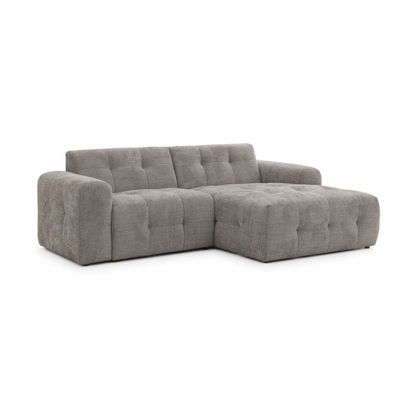 Pilkos spalvos kampinė sofa (su dešiniuoju kampu/su gultu) Melva – Ropez