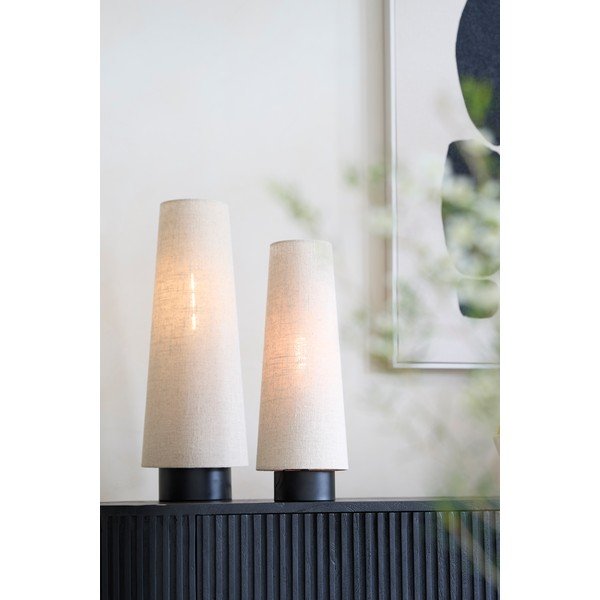 Smėlio spalvos iš metalo stalinis šviestuvas (aukštis 42 cm) su tekstiliniu gaubtu Howie – Light & Living-image-1