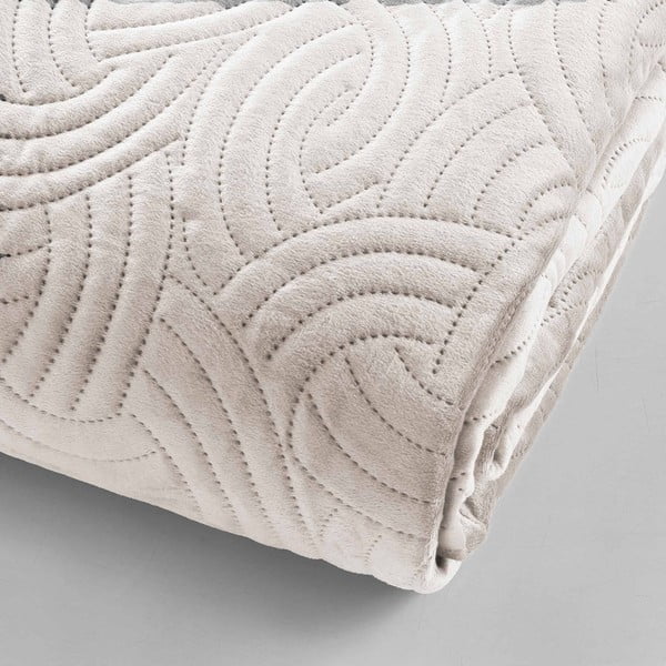 Kreminės spalvos iš velveto lovatiesės ir pagalvės užvalkalų rinkinys 240x260 cm Solange – douceur d'intérieur-image-3