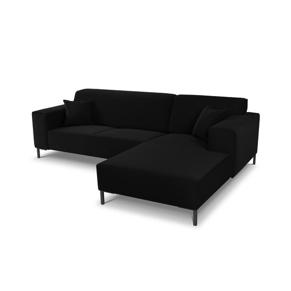 Juoda aksominė kampinė sofa Cosmopolitan Design Siena, kampas dešinėje-image-4