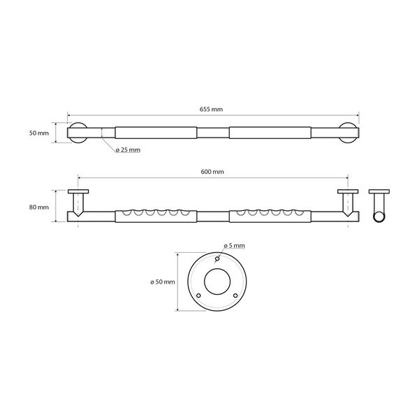 Sieninė iš nerūdijančio plieno rankena 65,5 cm – Sapho-image-1