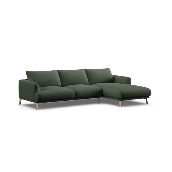 Žalios spalvos kampinė sofa (su dešiniuoju kampu/su gultu) Naomi – Micadoni 