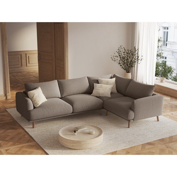 Taupe spalvos kampinė sofa (su dešiniuoju kampu/su gultu) Naomi – Micadoni -image-1