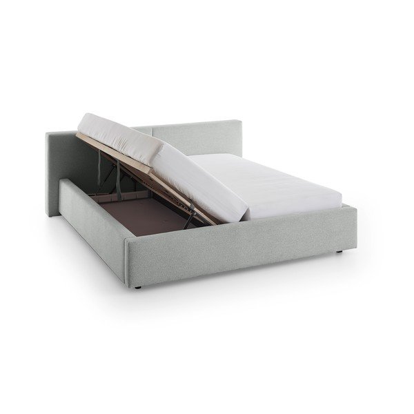 Dvigulė lova pilkos spalvos audiniu dengta su sandėliavimo vieta su lovos grotelėmis 140x200 cm Cube – Meise Möbel-image-4