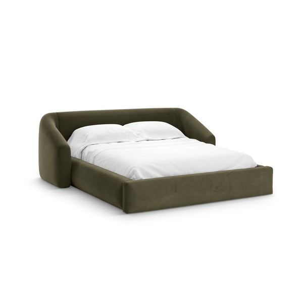 Žalios spalvos dvigulė lova audiniu dengta su sandėliavimo vieta su lovos grotelėmis 180x200 cm Campi – Cosmopolitan Design