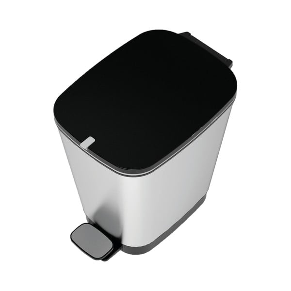 Sidabrinės spalvos iš plastiko šiukšliadėžė su pedalu 25 l Chic Bin – KIS-image-3