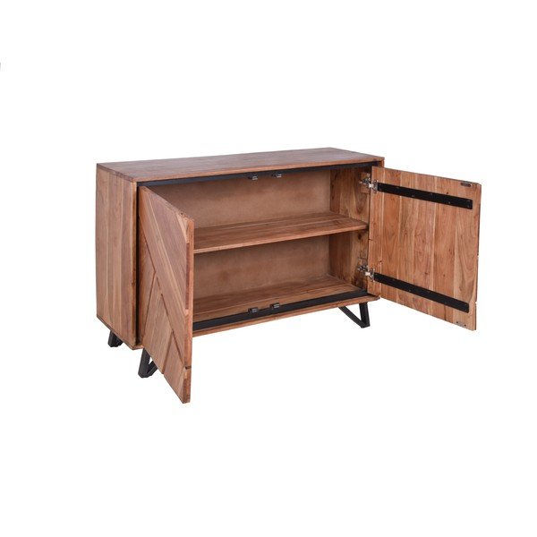 Natūralios spalvos iš akacijos masyvo spintelė 120x78x40 cm Ambala – Interia Home & Living-image-3