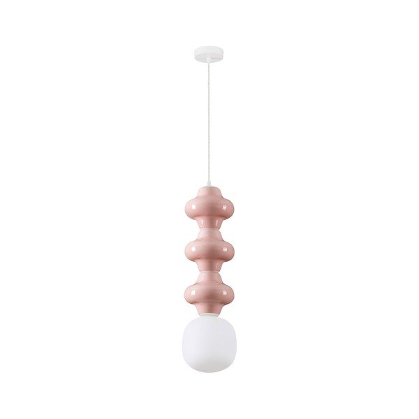 Baltos spalvos/šviesiai rožinės spalvos iš keramikos kabantis šviestuvas ø 18 cm su stiklo gaubtu Clio – Nova Luce