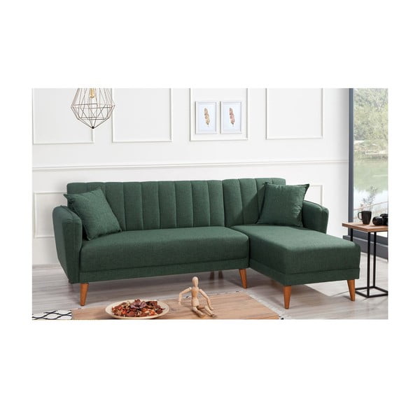 Sulankstoma kampinė sofa tamsiai žalios spalvos (su dešiniuoju kampu) Aqua – Balcab Home-image-2