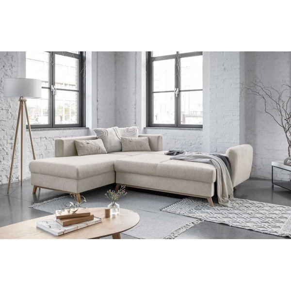 Smėlio spalvos sofa-lova Miuform Scandic Lagom L, kairysis kampas-image-4