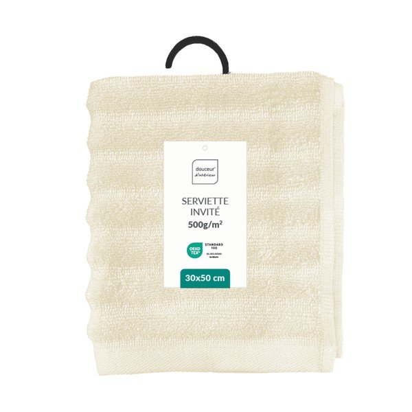 Kreminės spalvos iš frote audinio iš medvilnės rankšluostis 30x50 cm Maya – douceur d'intérieur-image-4