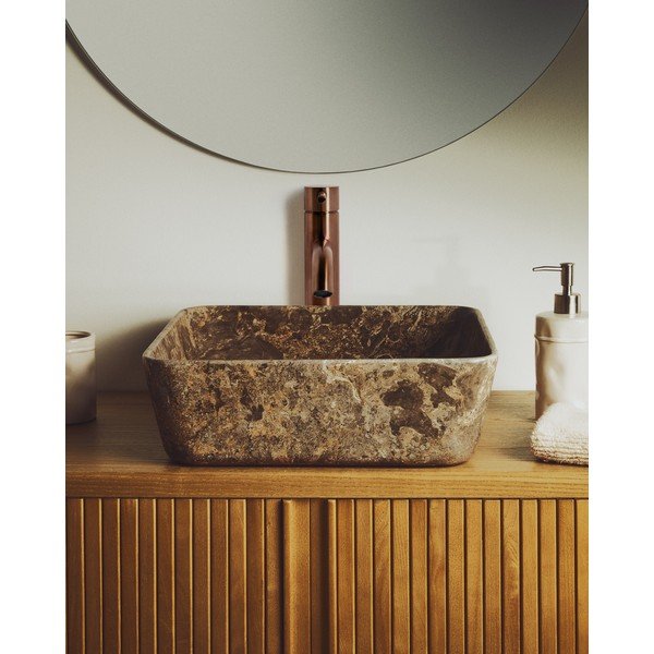 Pilkos spalvos iš akmens praustuvas 40x40 cm Darnen – Kave Home-image-1