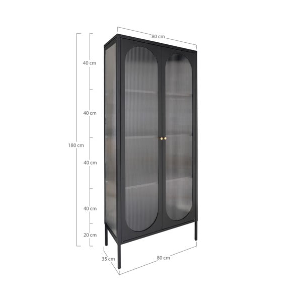 Iš metalo vitrina juodos spalvos 80x180 cm Adelaide – House Nordic-image-4