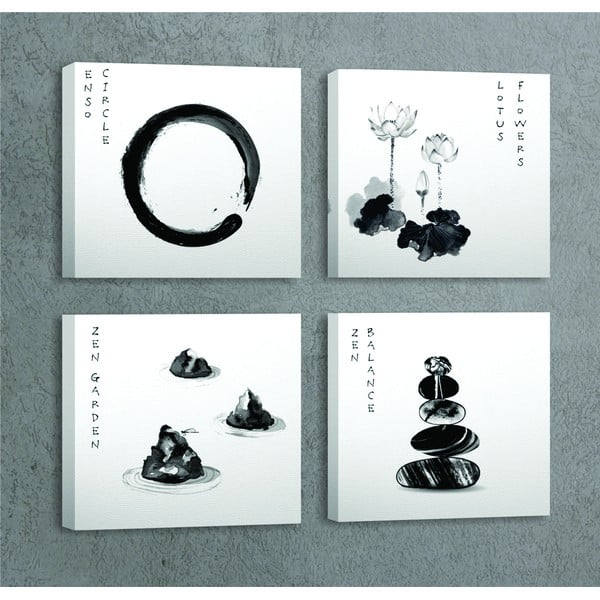 Paveikslai rinkinyje po 4 vnt. 30x30 cm Japanese Zen - Wallity-image-1