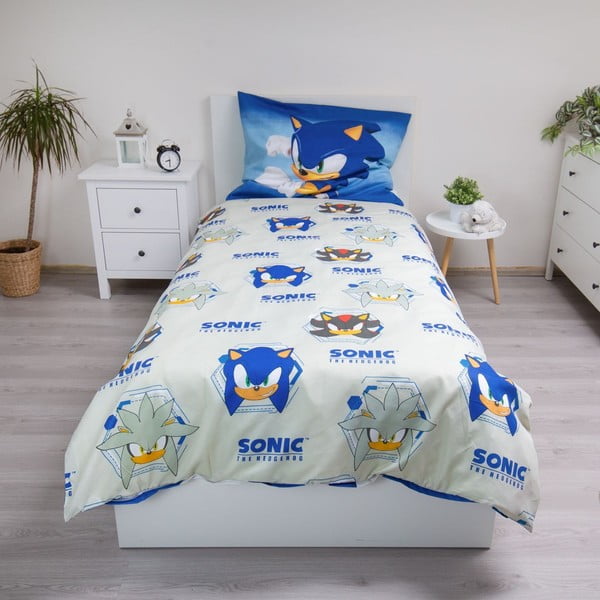 Mėlynos spalvos iš mikropluošto viengulė vaikiška patalynė 140x200 cm Sonic – Jerry Fabrics-image-2