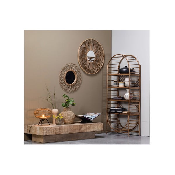 Sieninis veidrodis su bambukiniu rėmu ø 76 cm Obi – WOOOD-image-2