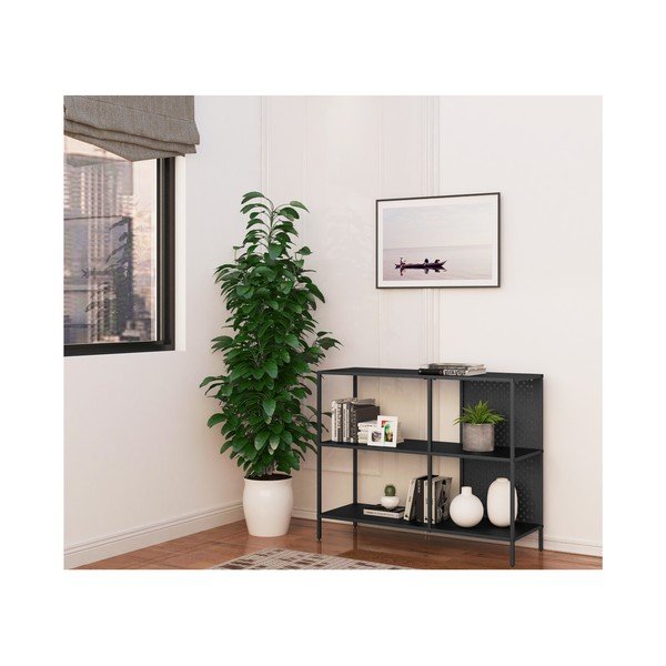 Iš metalo knygų spinta  juodos spalvos 100x80 cm Charleston – Støraa-image-3