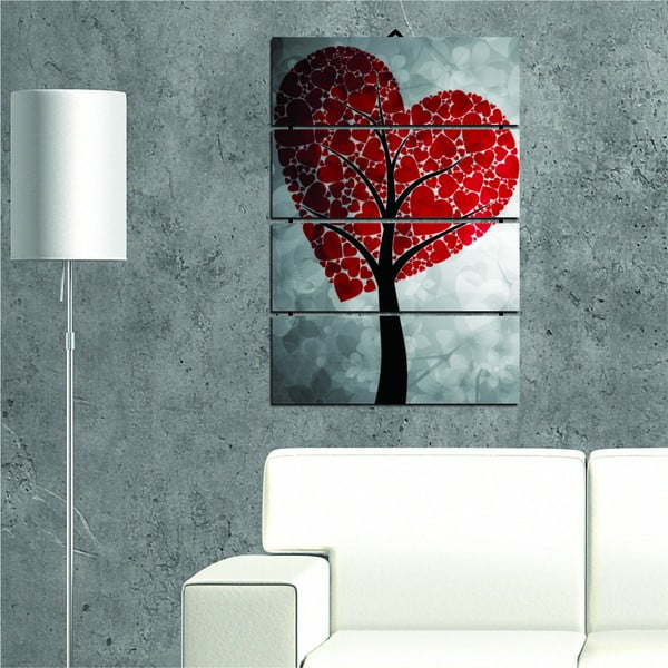 Kelių dalių paveikslas Širdies medis, 34 x 55 cm