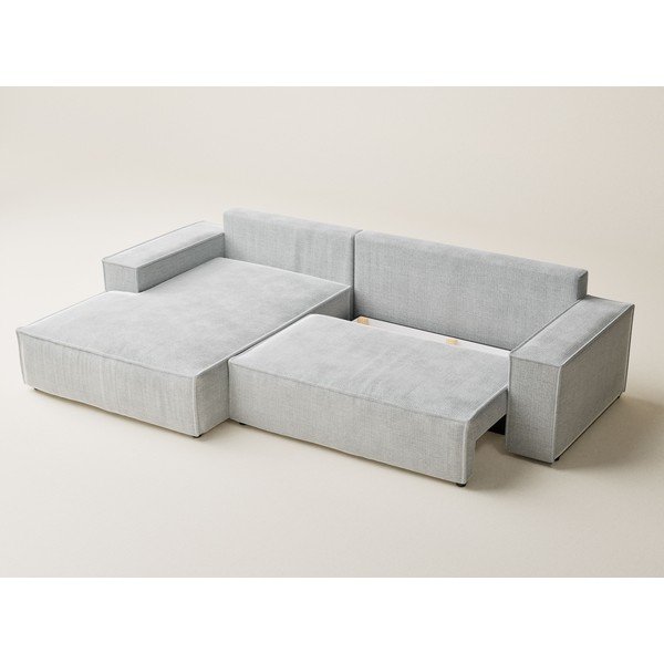 Šviesiai pilkos spalvos sulankstoma/su sandėliavimo vieta kampinė sofa iš šenilinio audinio (su kairiuoju kampu/su gultu) Maze – Maison de Rêve-image-4