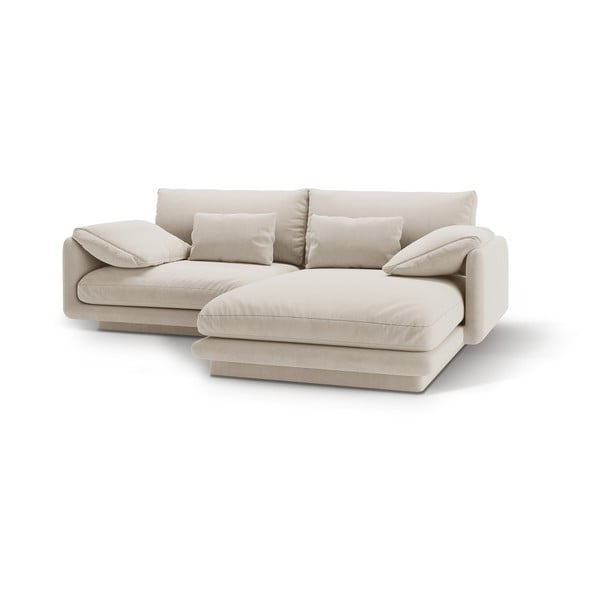 Iš velveto kampinė sofa baltos spalvos (su dešiniuoju kampu/su gultu) Torino – Micadoni -image-1