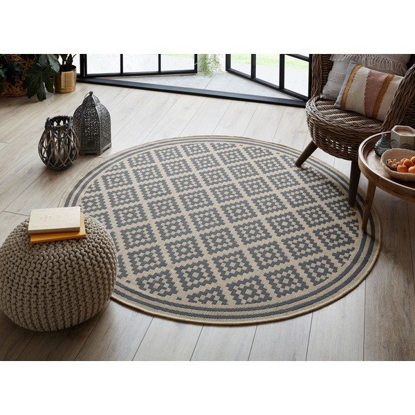 Pilkai smėlio spalvos apvalus lauko kilimas ø 160 cm Moretti - Flair Rugs-image-2