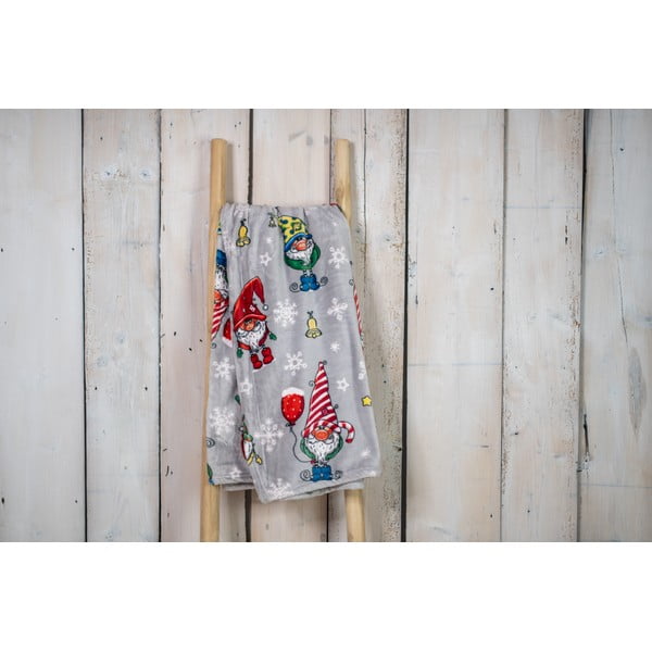 Antklodė ir pledas iš mikropliušo su Kalėdų motyvu 200x220 cm Gnome – My Home