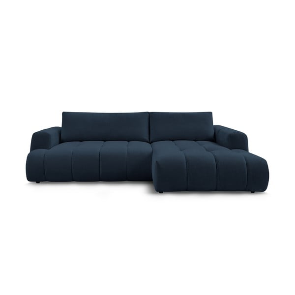 Tamsiai mėlynos spalvos sulankstoma/su sandėliavimo vieta kampinė sofa (su dešiniuoju kampu/su gultu) Fuji – Bobochic Paris
