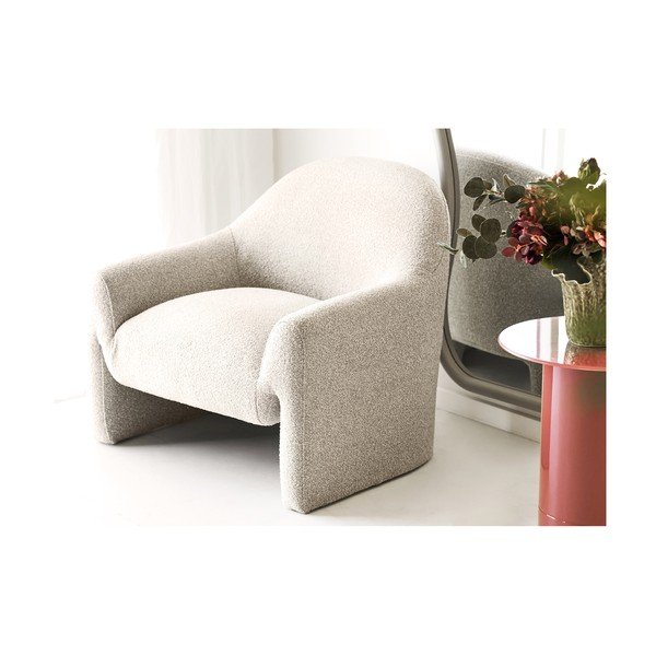 Kreminės spalvos krėslas iš šenilinio audinio Zahara – House Nordic-image-3