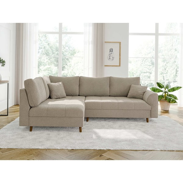 Smėlio spalvos iš boucle kampinė sofa (su kairiuoju kampu/„L“ formos) Ariella – Ropez-image-1