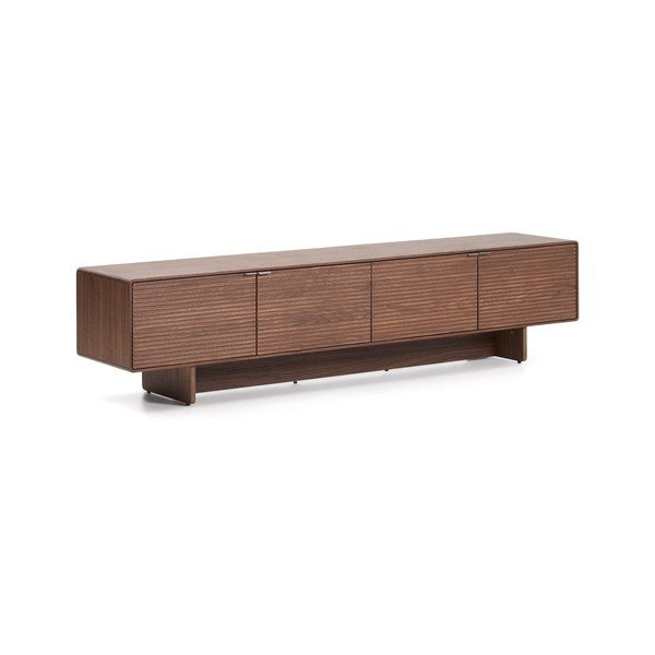 Tamsiai rudos spalvos TV spintelė iš riešutmedžio 200x46x40 cm Norlen – Kave Home-image-2